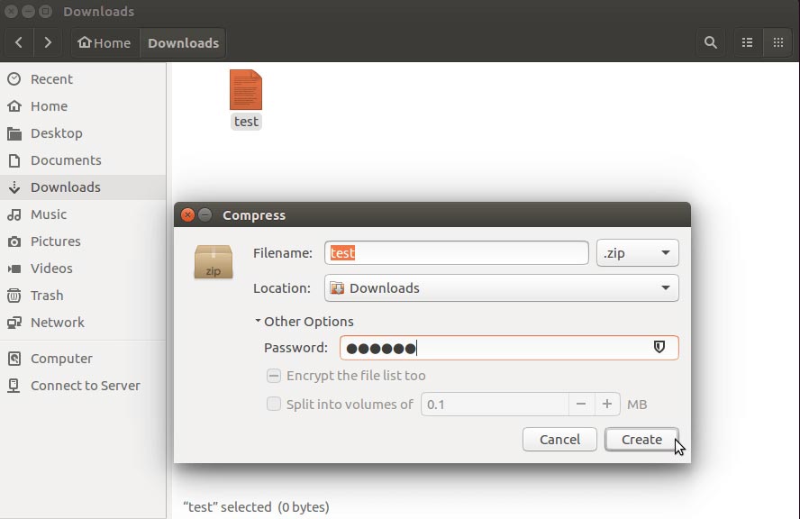 7z password open ubuntu