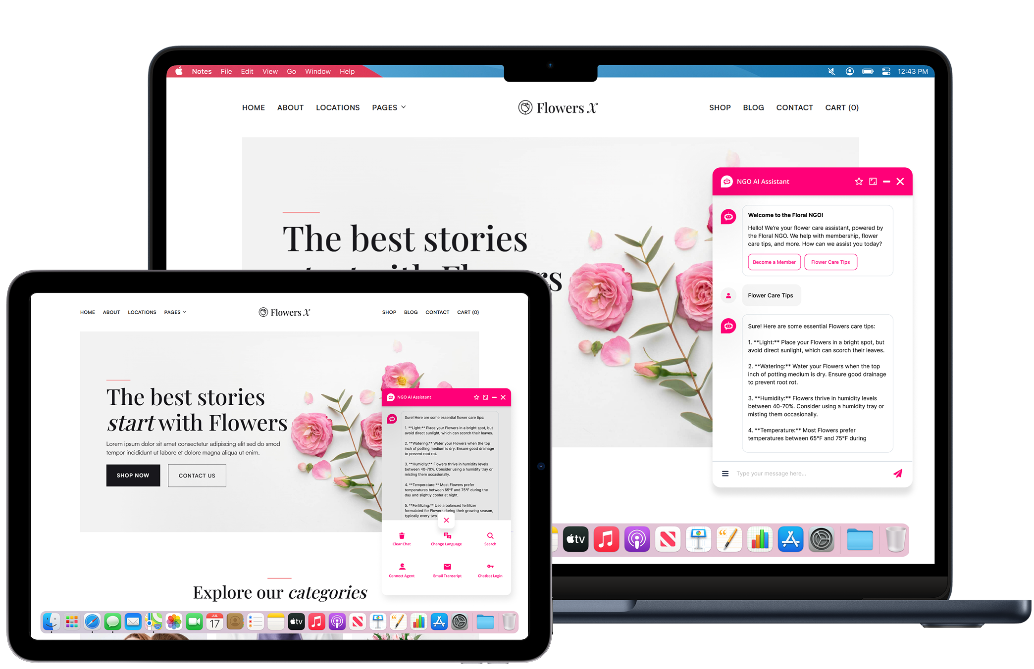 Website and AI agent mockup