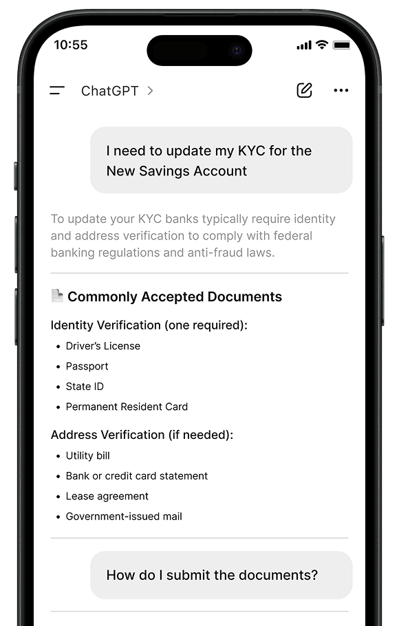 ChatGPT app illustration for financial service answer engine optimization