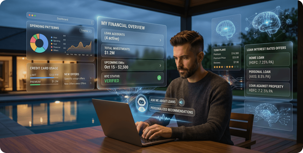 Man using phone to get AI-generated financial service answers