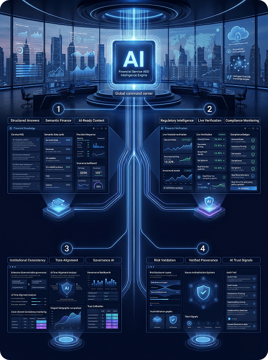 Illustration of answer engines evaluating financial information