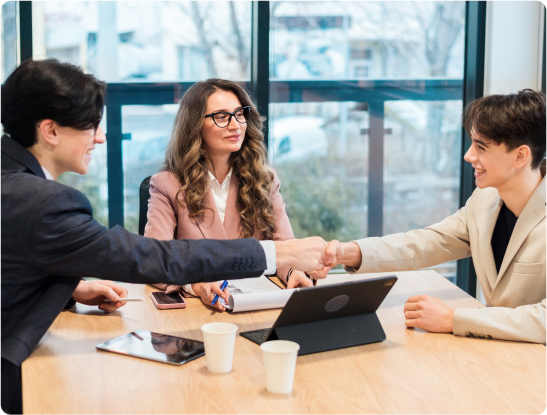 Professonal employees shaking hand